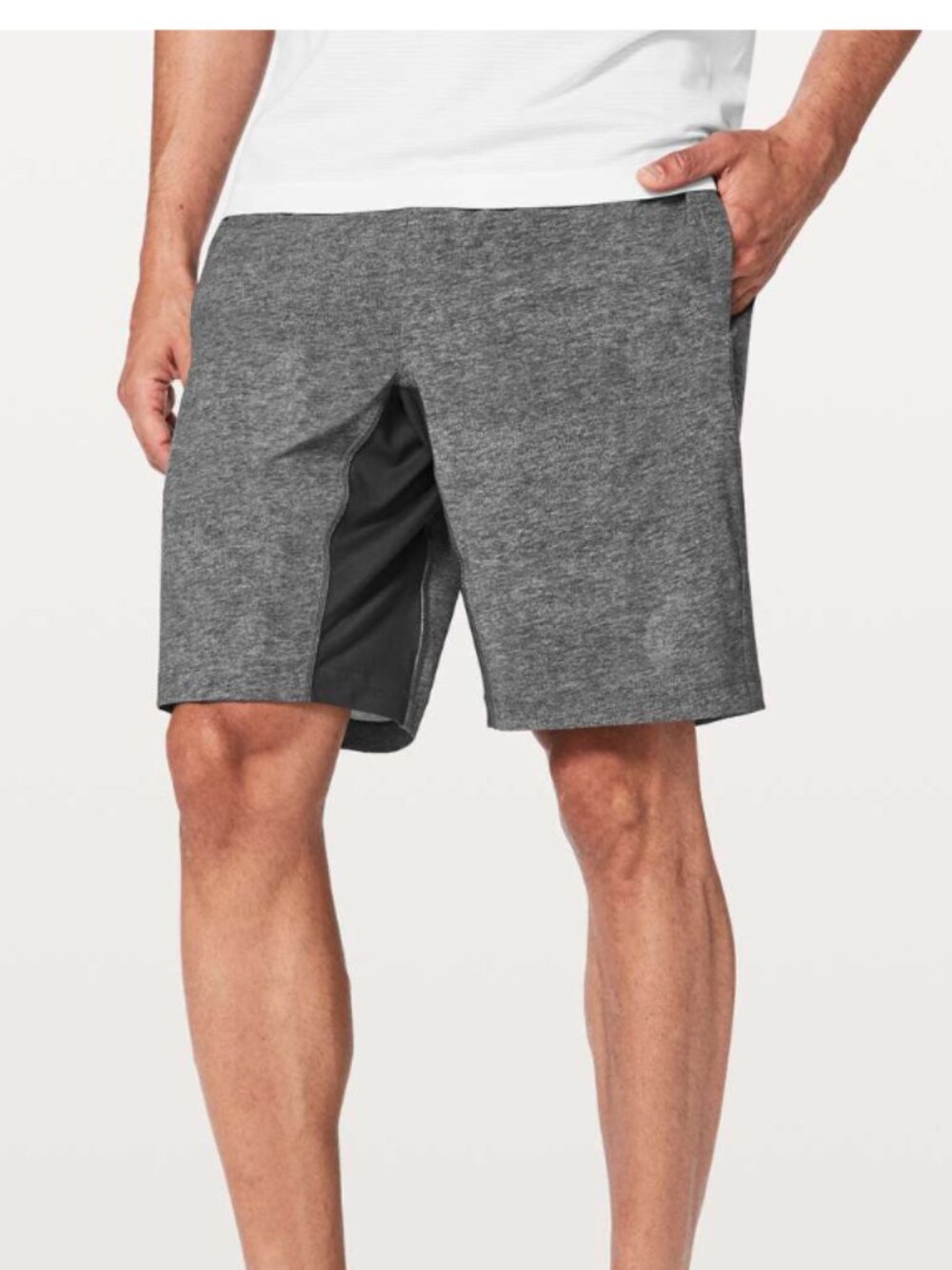 Lululemon T.H.E. Short Linerless 9" Heathered Texture Printed Grey Deep Coal XL